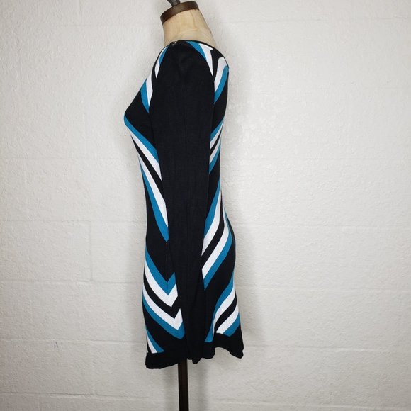 WHBM Black and Blue Asymmetric Hem Sweater Dress S - Picture 4 of 16